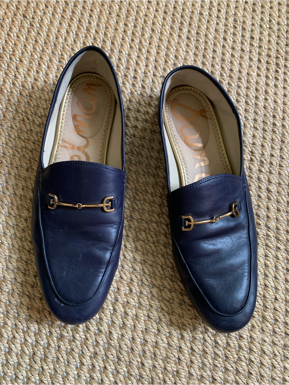 Sam Edelman Navy Leather Bit Loafers size 10